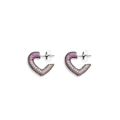 LOUIS VUITTON HEART-SHAPED PINK RHINESTONE EARRINGS 